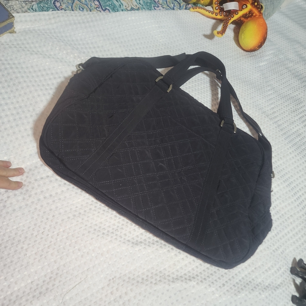 VERA BRADLEY EUC XL WEEKENDER BLACK QUILTED TRAVEL BAG LUGGAGE STYLE - Picture 5 of 9